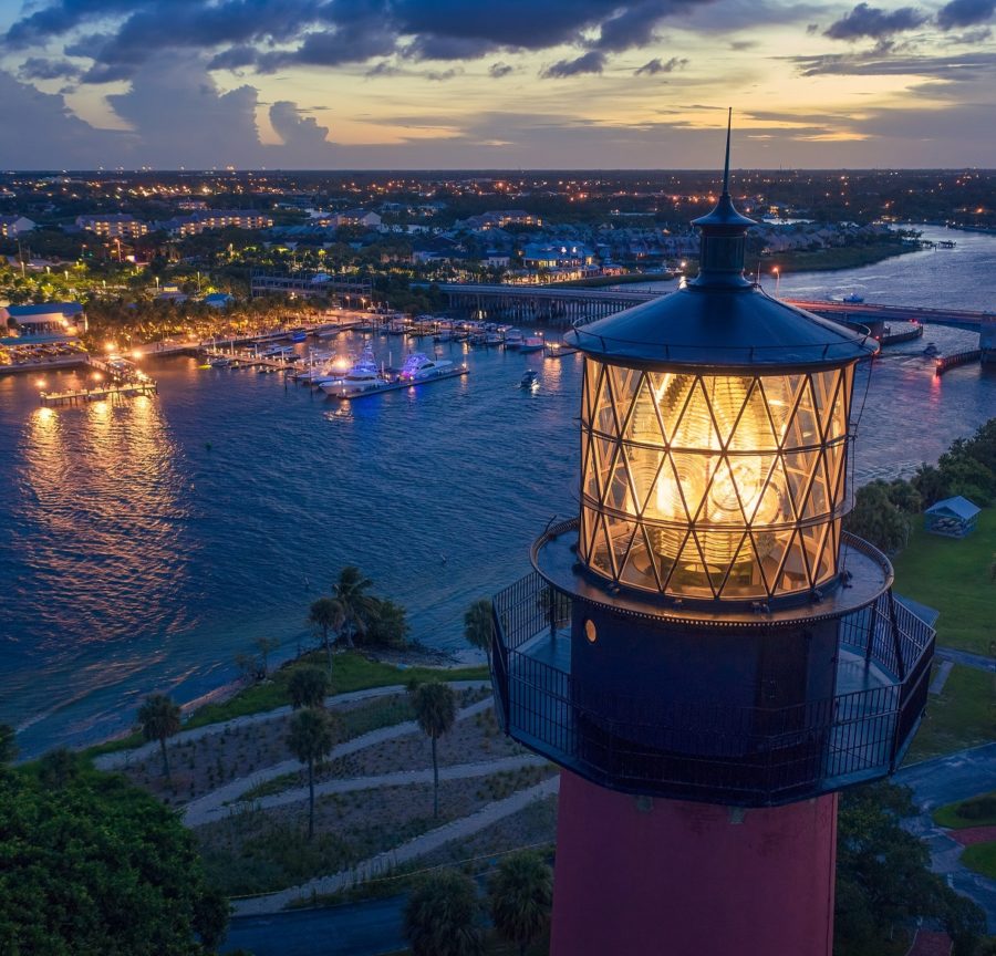 Jupiter Lighthouse Nightlife Waterway Aerial Photography (c) Discover The Palm Beaches